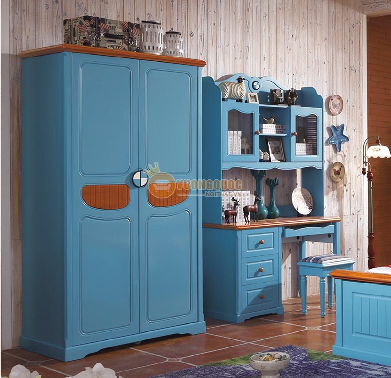 Bộ phòng ngủ màu xanh dương cá tính CTH7A008-2